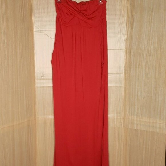 Garnet Hill Womens Red Strapless Maxi Dress With Pockets Small - Picture 1 of 8